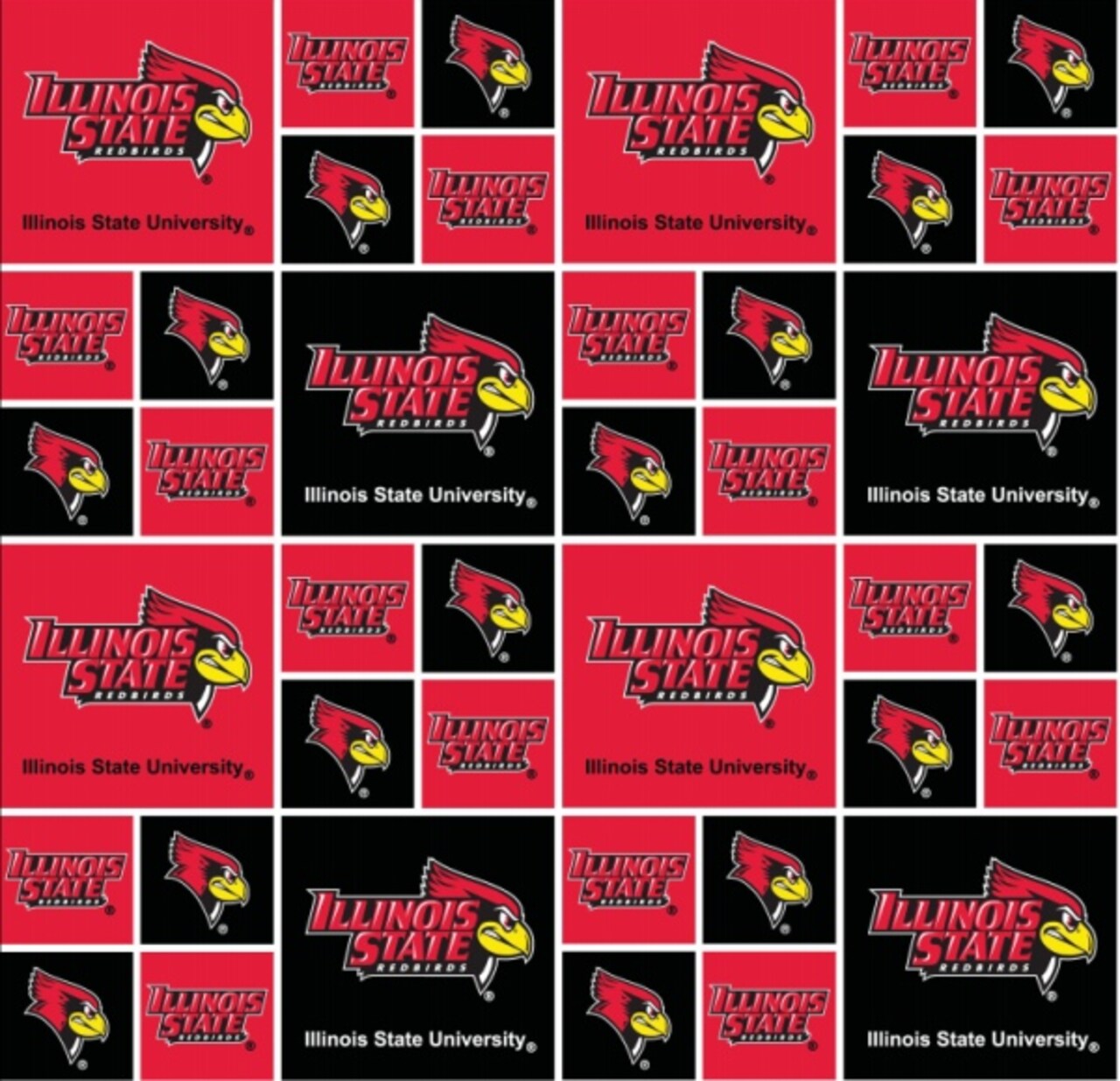 Sykel Enterprises-Illinois State University Cotton Fabric-Illinois State Redbirds Geometric Cotton Quilting Fabric